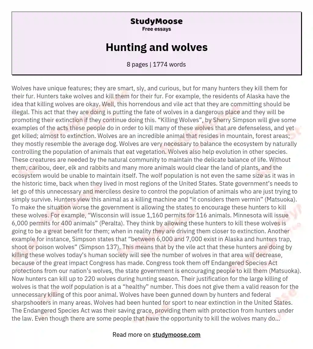 Hunting and wolves