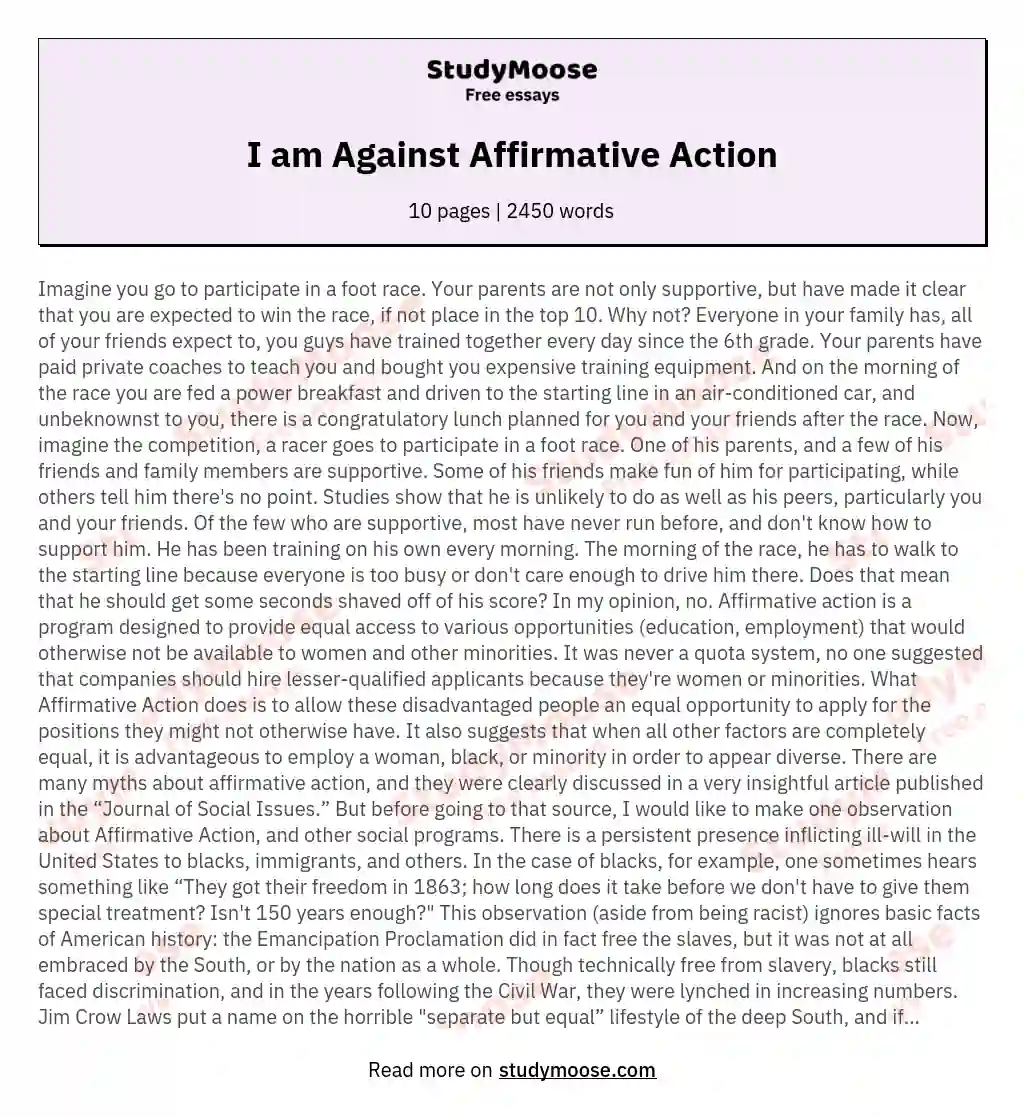 I am Against Affirmative Action