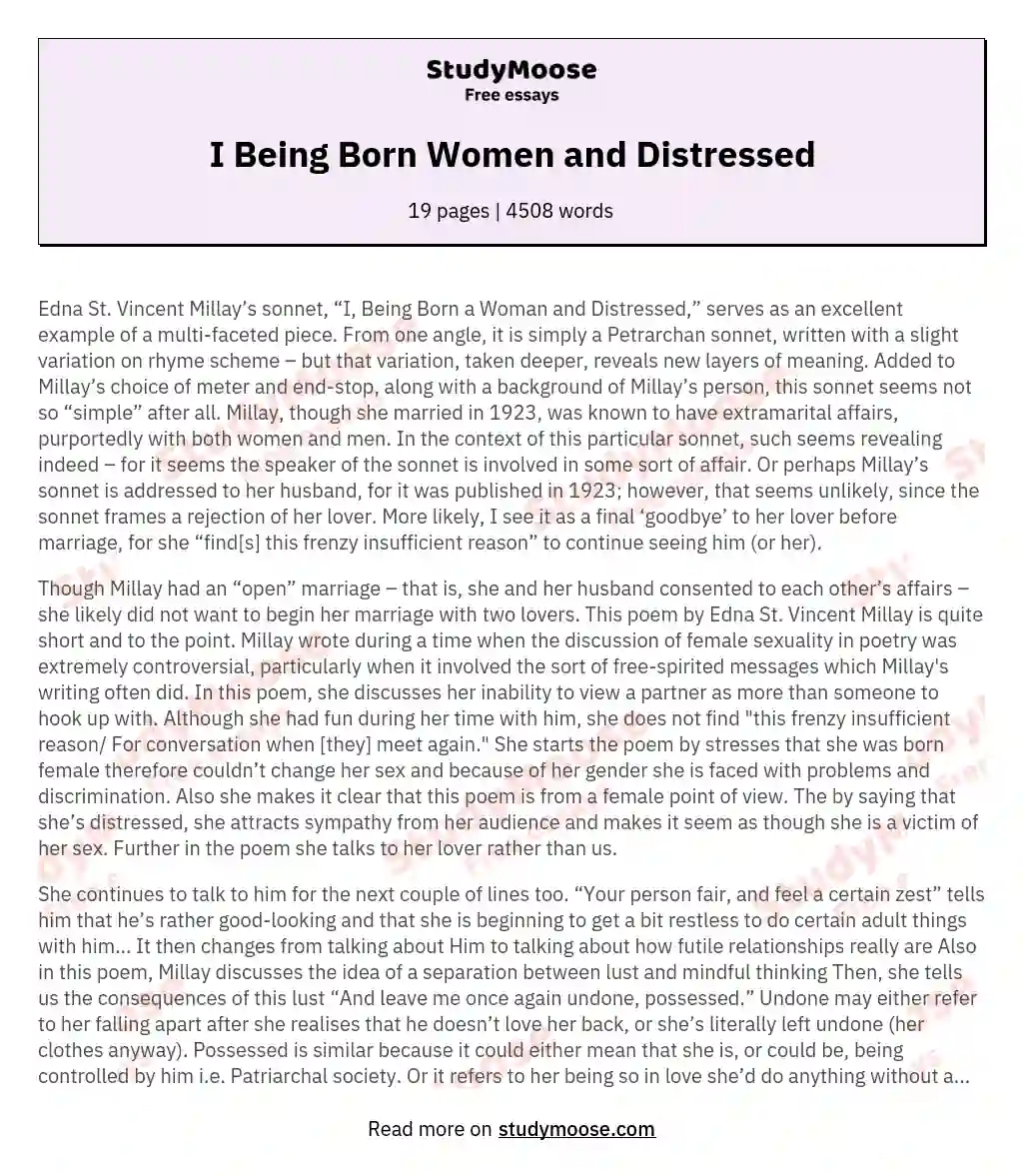 I Being Born Women and Distressed