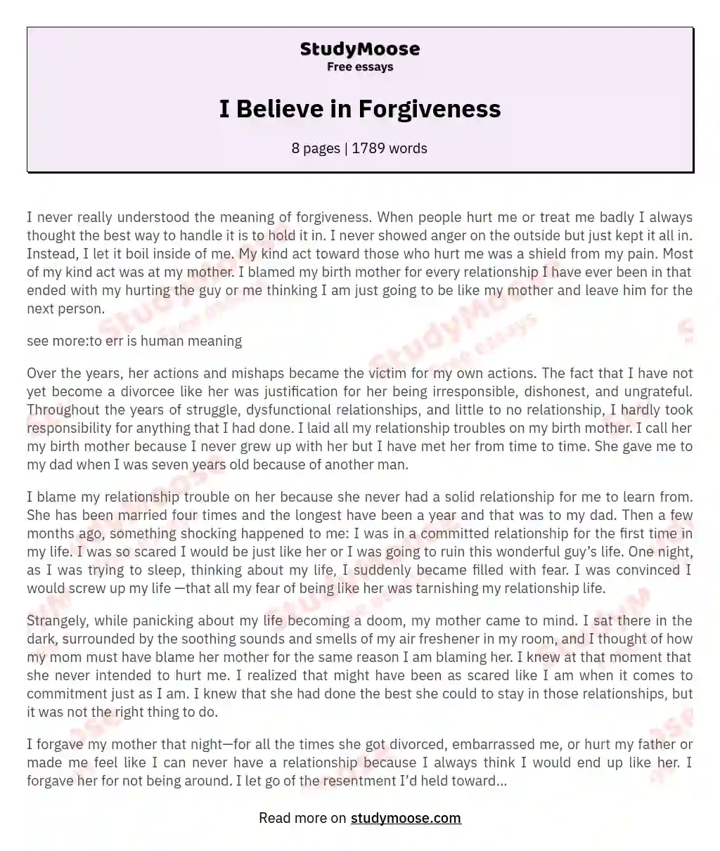 argumentative essay about forgiveness
