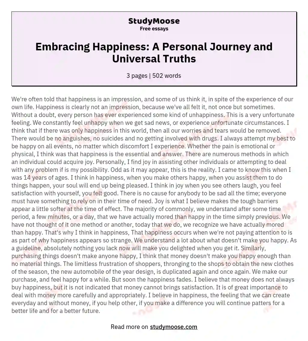 Embracing Happiness: A Personal Journey and Universal Truths essay