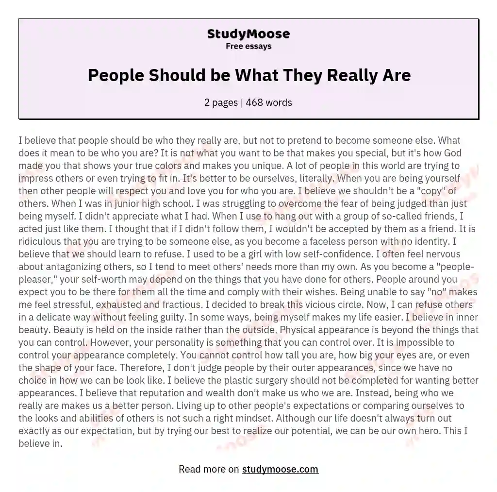 People Should be What They Really Are essay