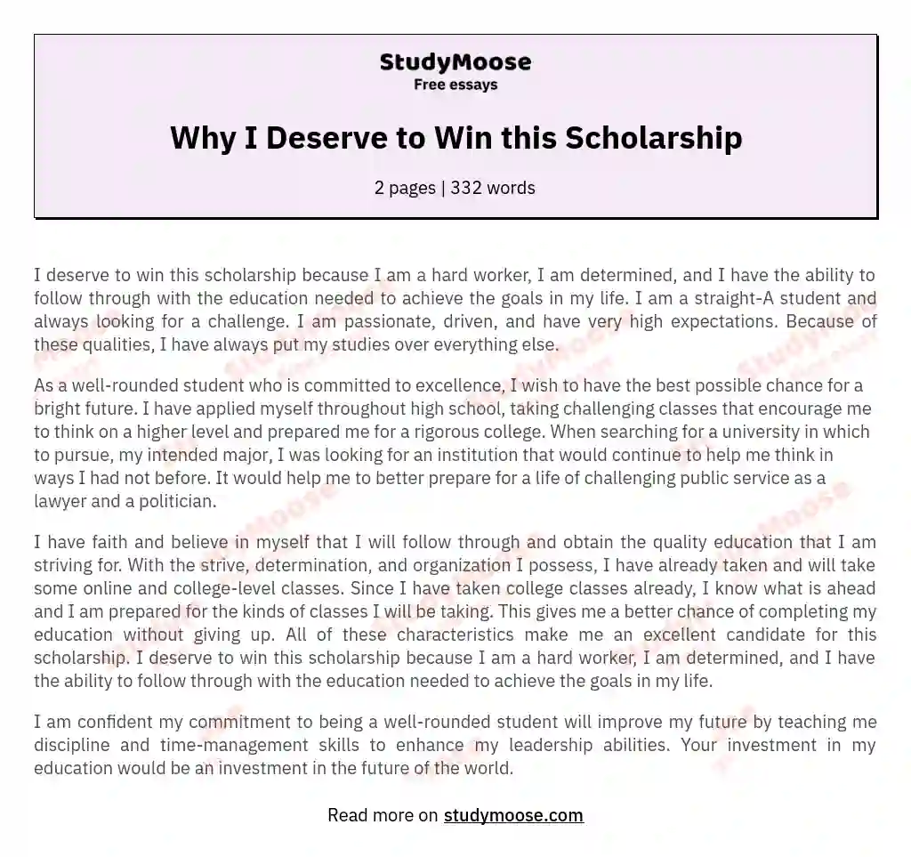 Why I Deserve to Win this Scholarship essay