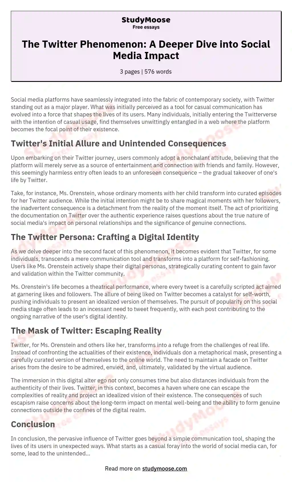 The Twitter Phenomenon: A Deeper Dive into Social Media Impact essay
