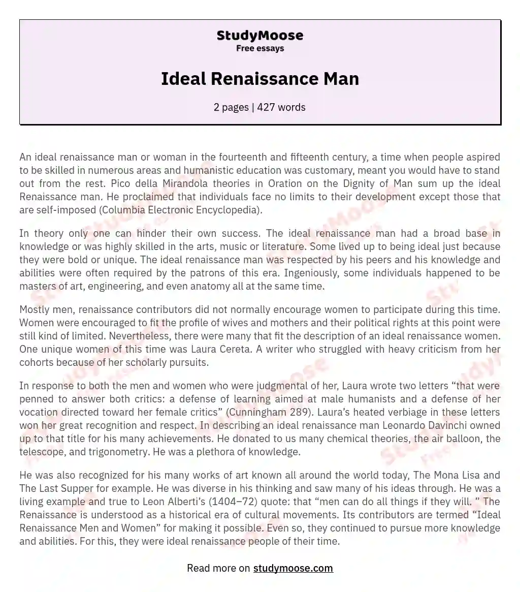 Ideal Renaissance Man essay