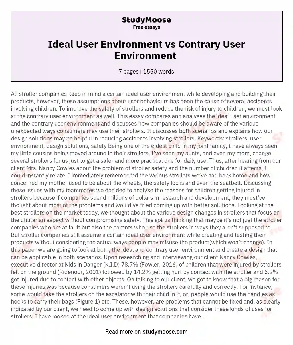 Ideal User Environment vs Contrary User Environment 