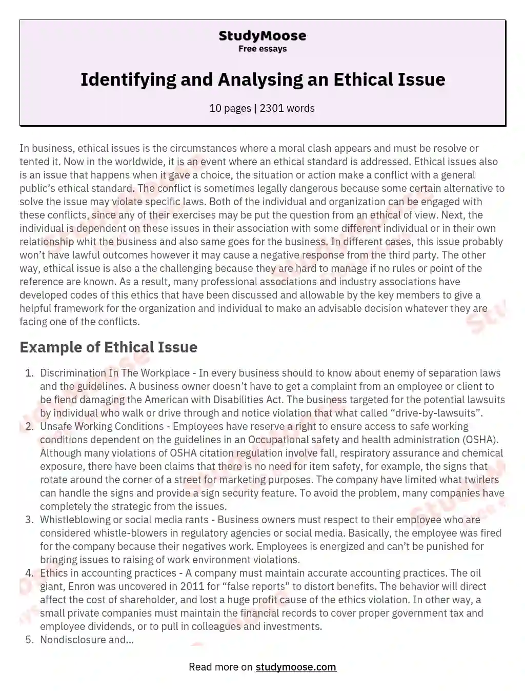 Identifying and Analysing an Ethical Issue