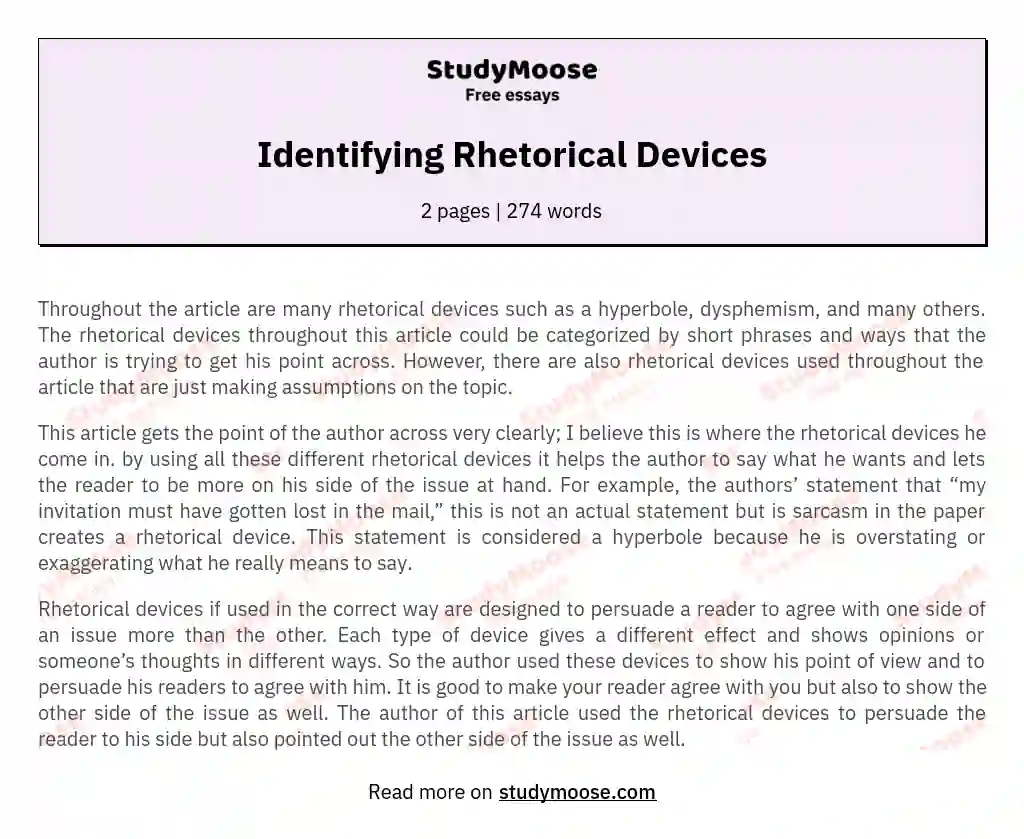 Identifying Rhetorical Devices