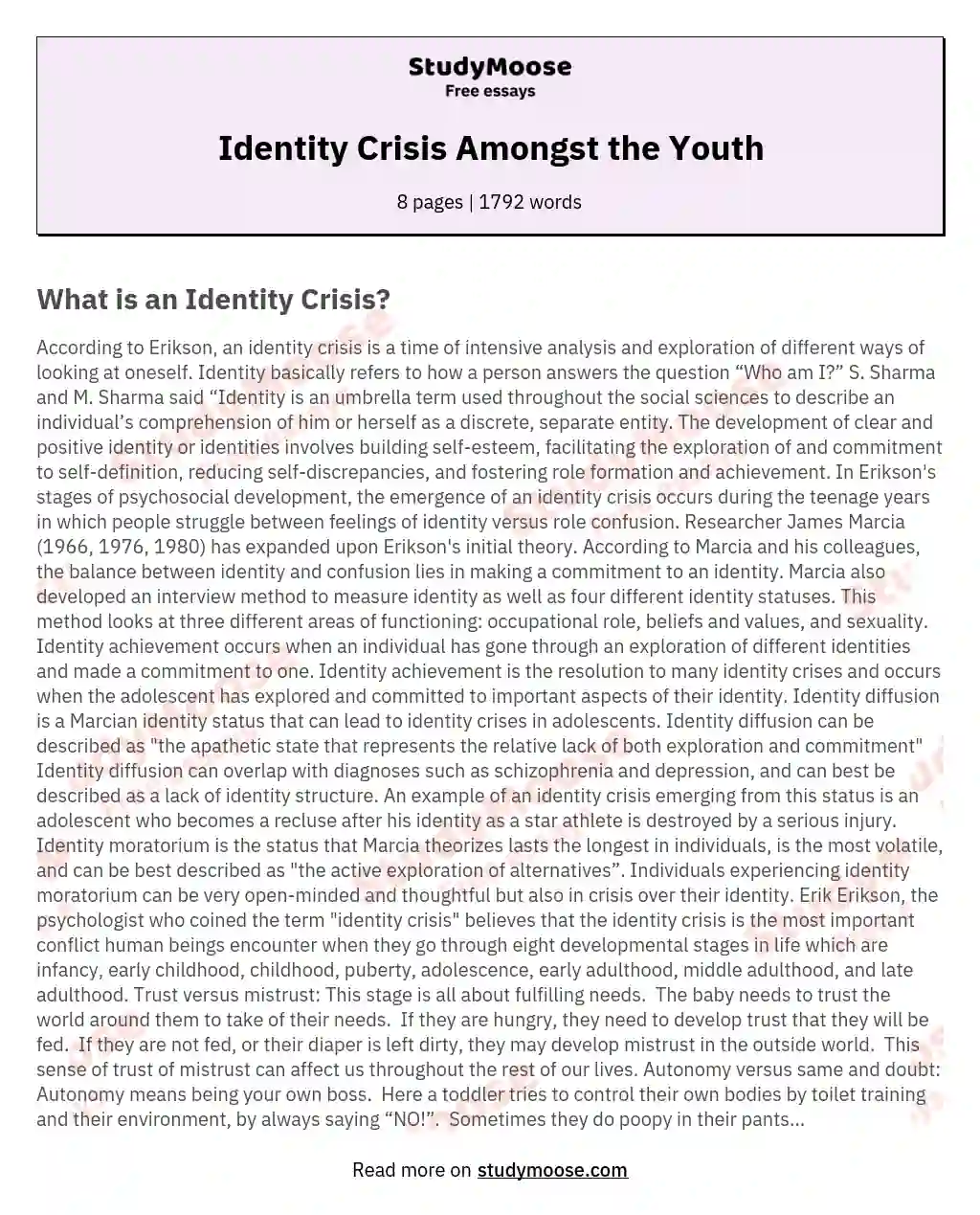 what is identity moratorium