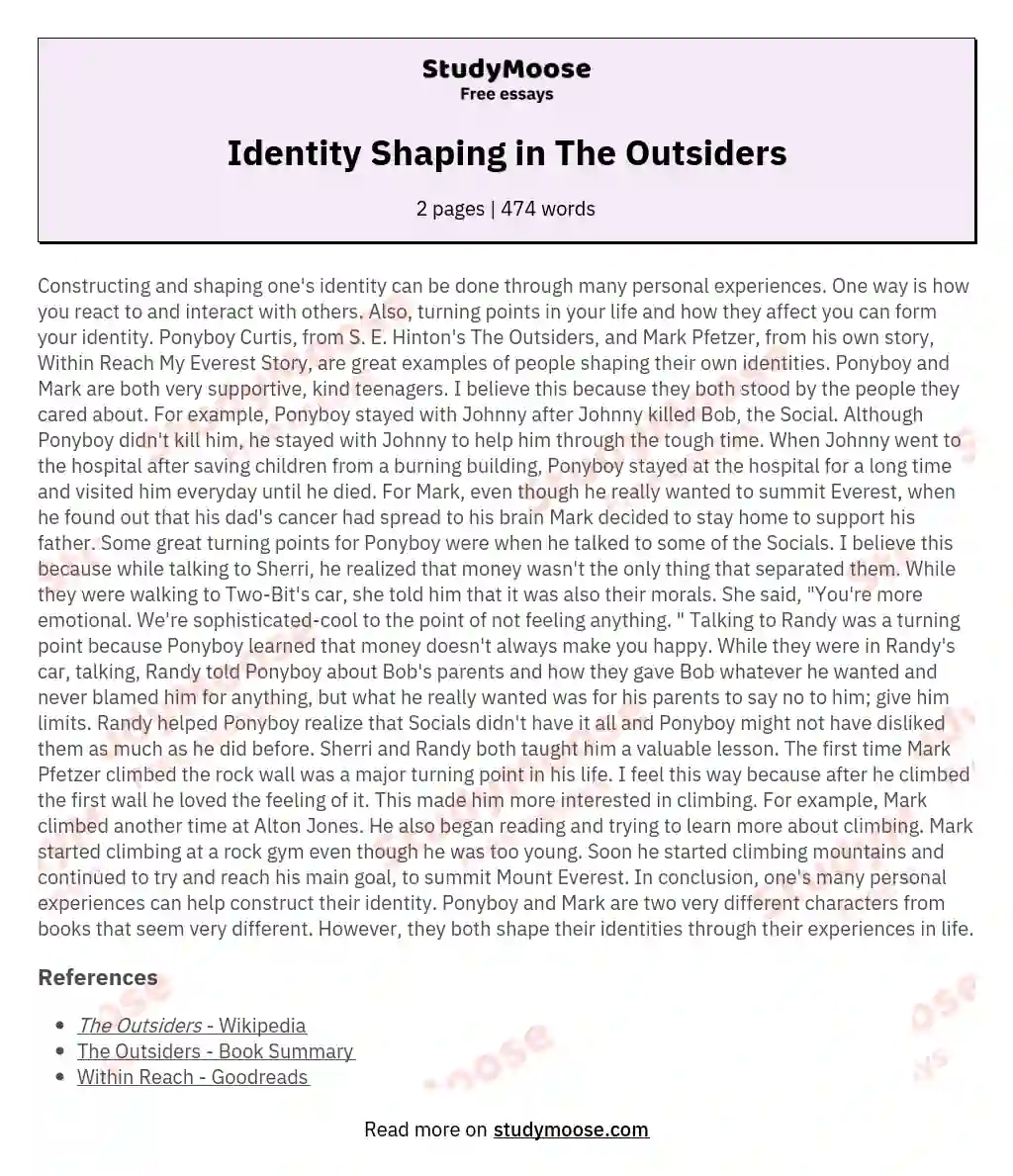 Identity Shaping in The Outsiders