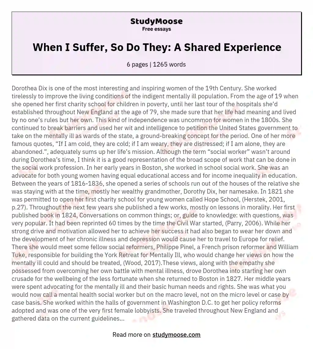 When I Suffer, So Do They: A Shared Experience essay