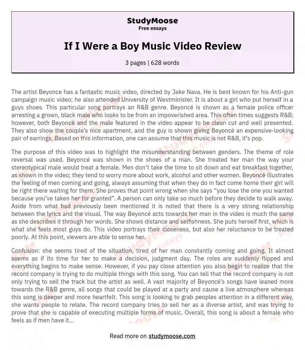 If I Were a Boy Music Video Review