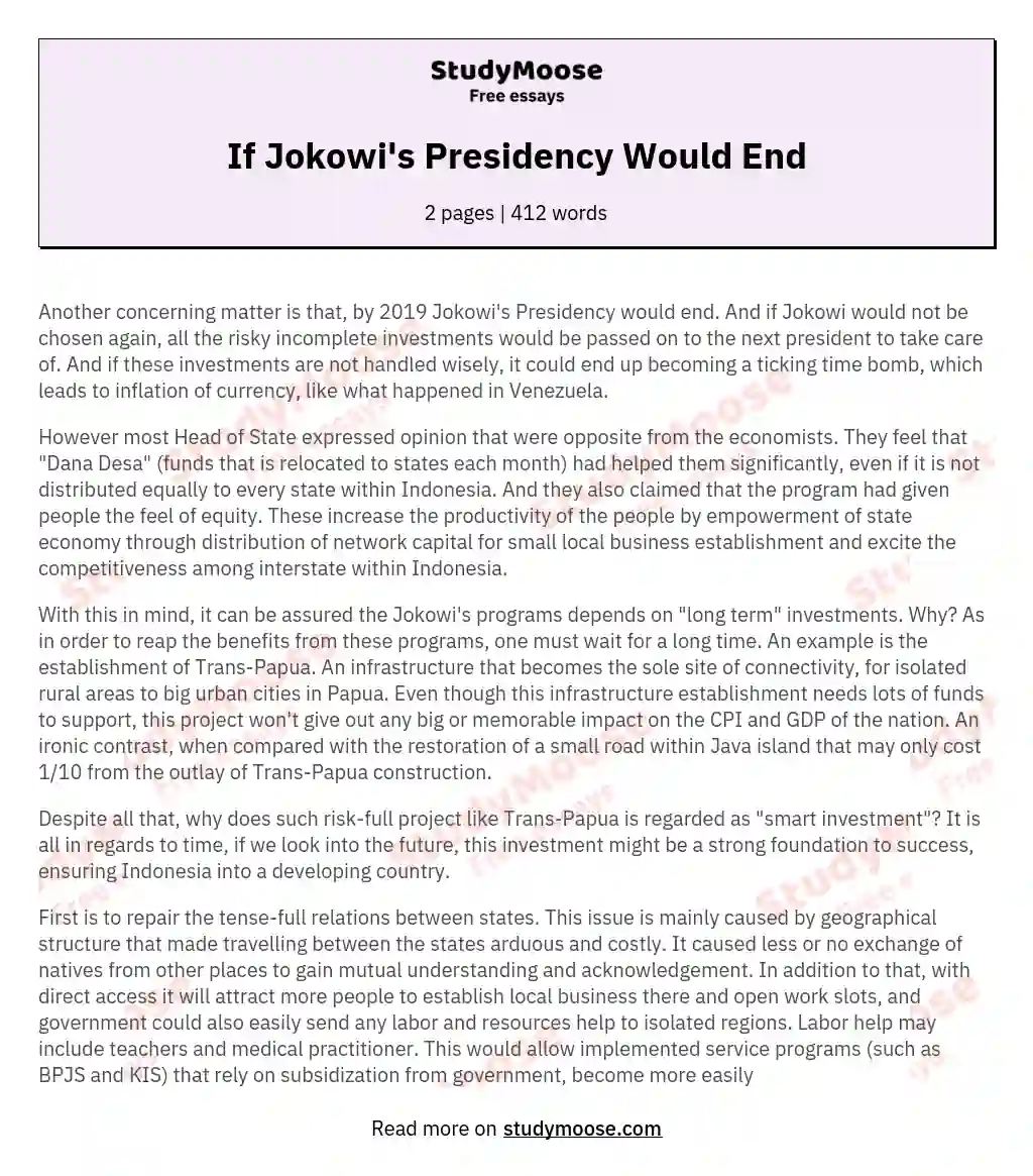 If Jokowi's Presidency Would End essay