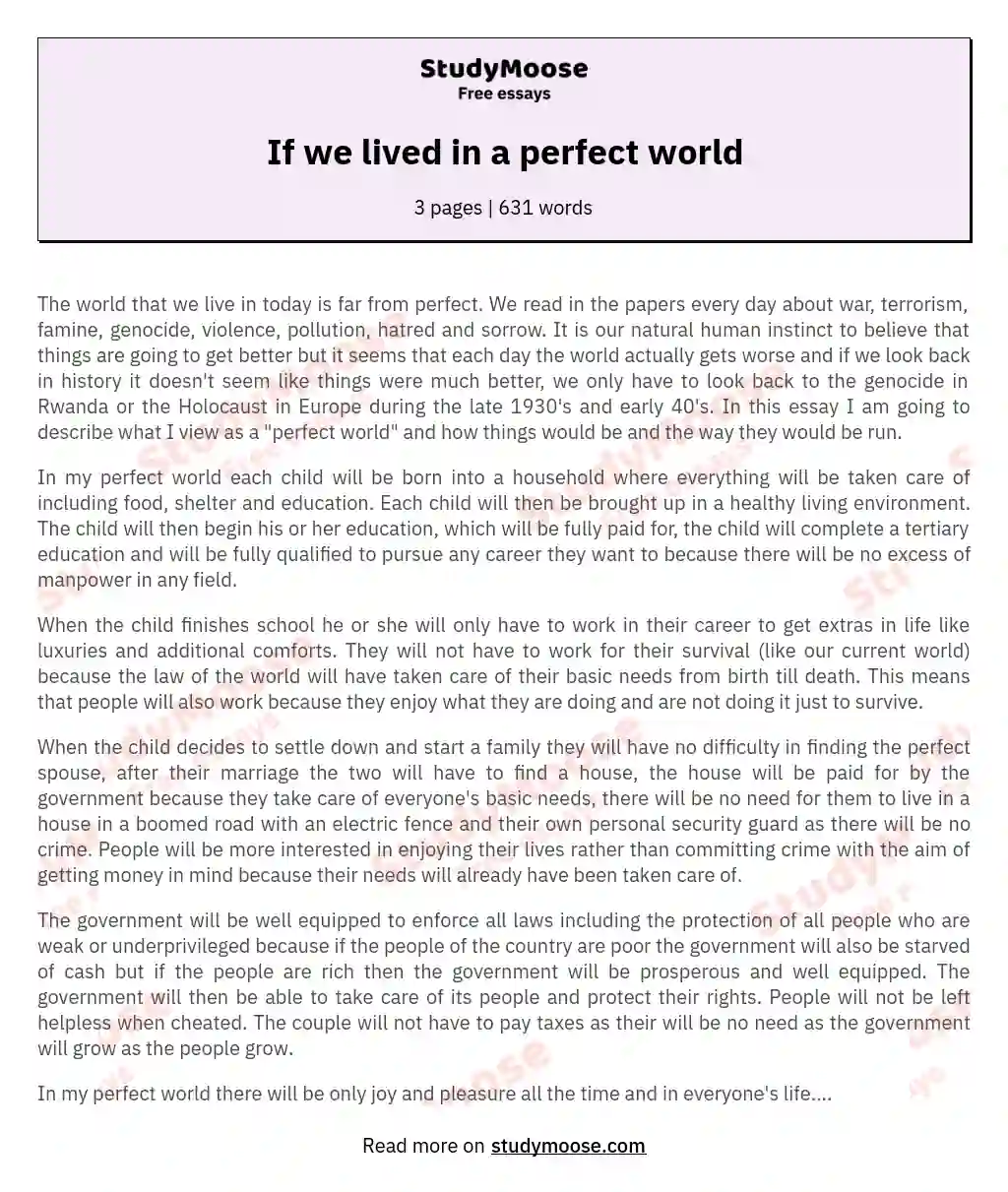 If we lived in a perfect world essay