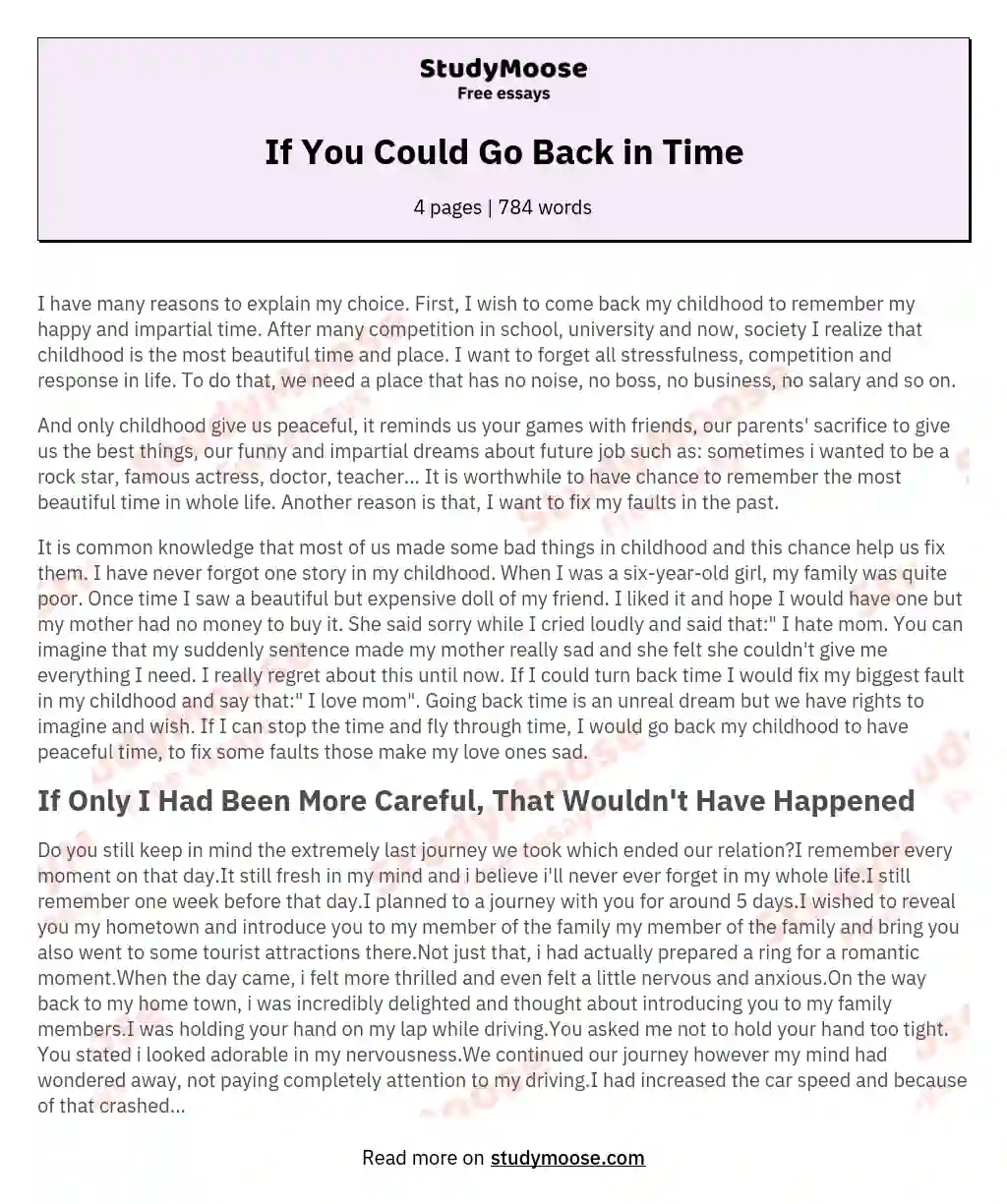 If You Could Go Back in Time essay
