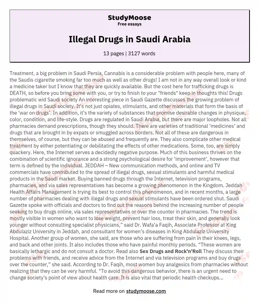 Illegal Drugs in Saudi Arabia