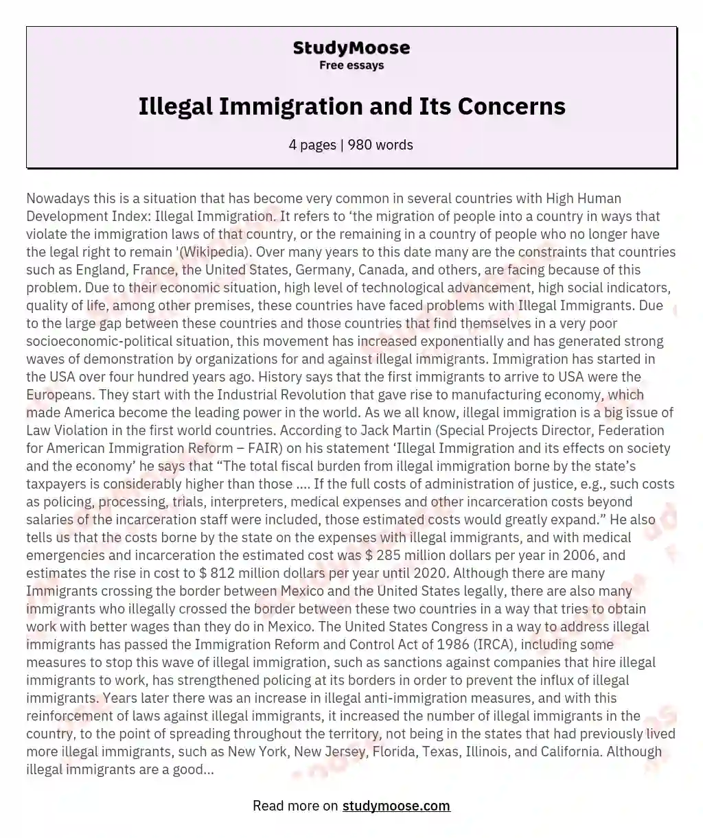 Illegal Immigration and Its Concerns