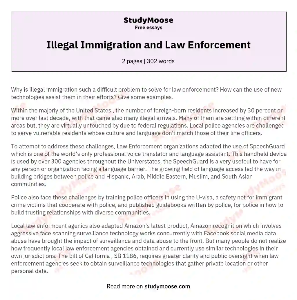 Illegal Immigration and Law Enforcement