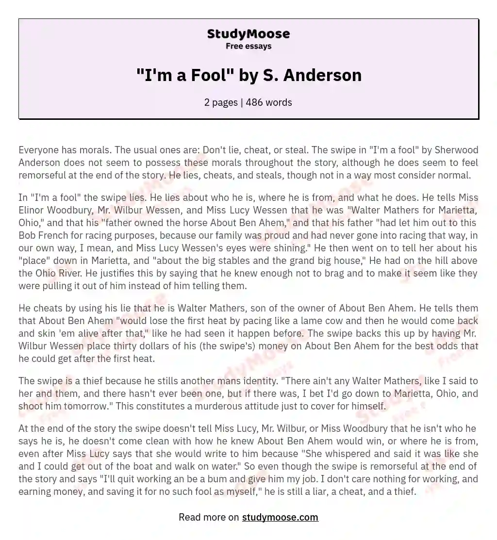 "I'm a Fool" by S. Anderson