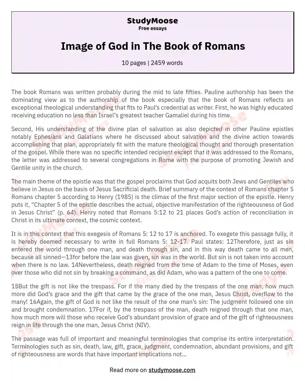 Image of God in The Book of Romans