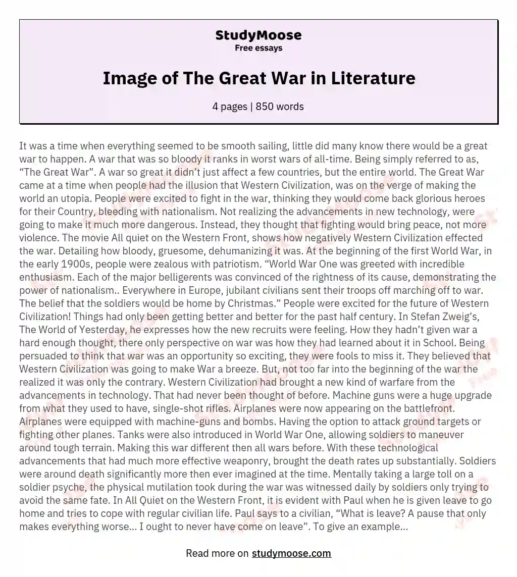 Image of The Great War in Literature
