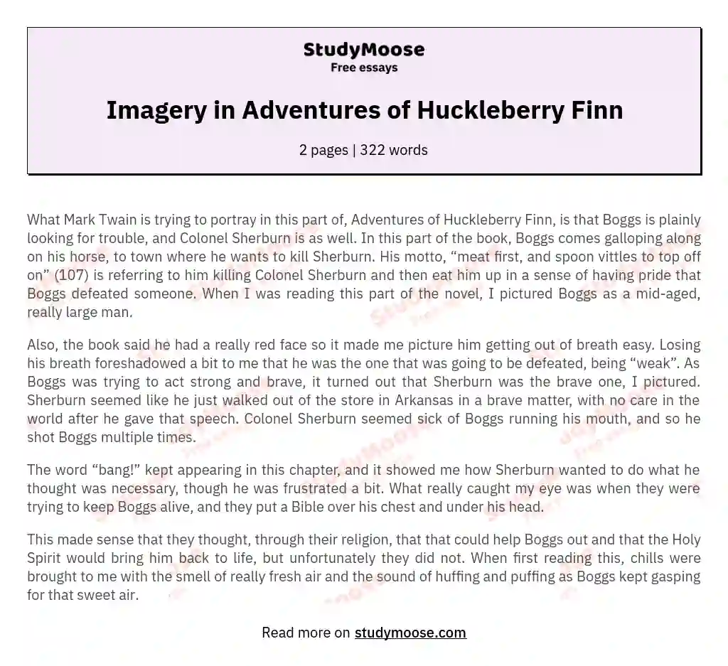 Imagery in Adventures of Huckleberry Finn