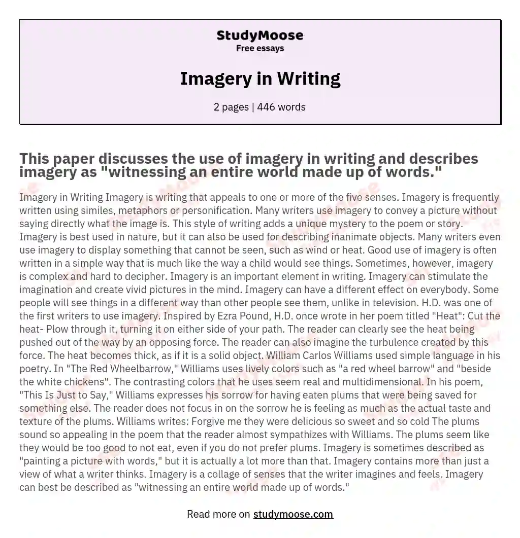 Imagery in Writing essay