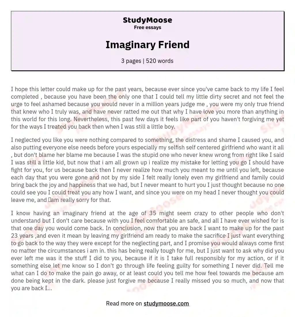 Imaginary Friend essay