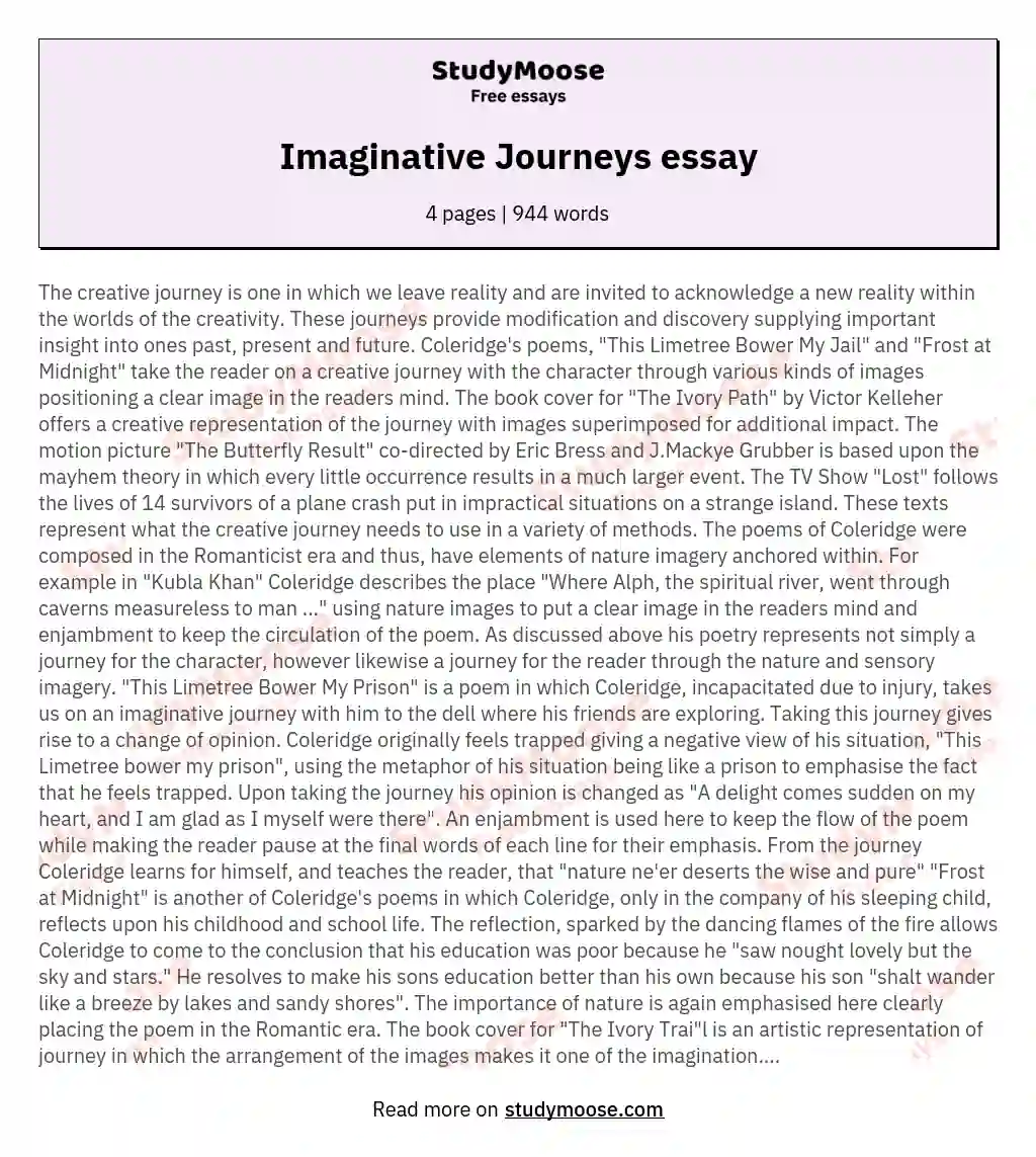 Imaginative Journeys essay essay