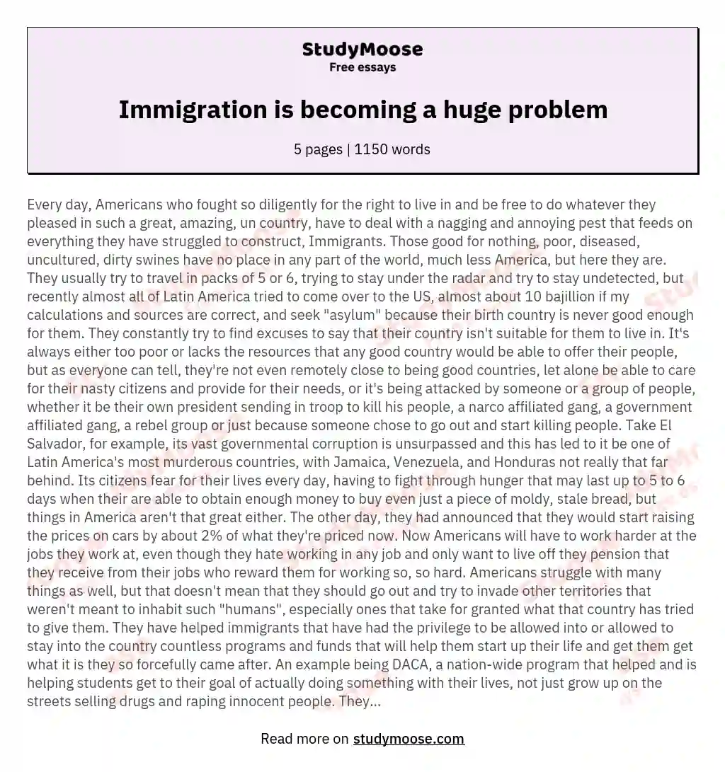 Immigration is becoming a huge problem essay