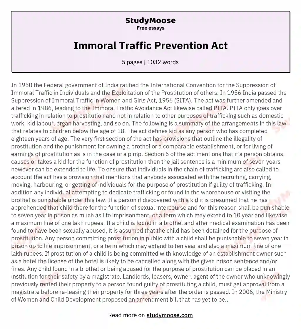 Immoral Traffic Prevention Act