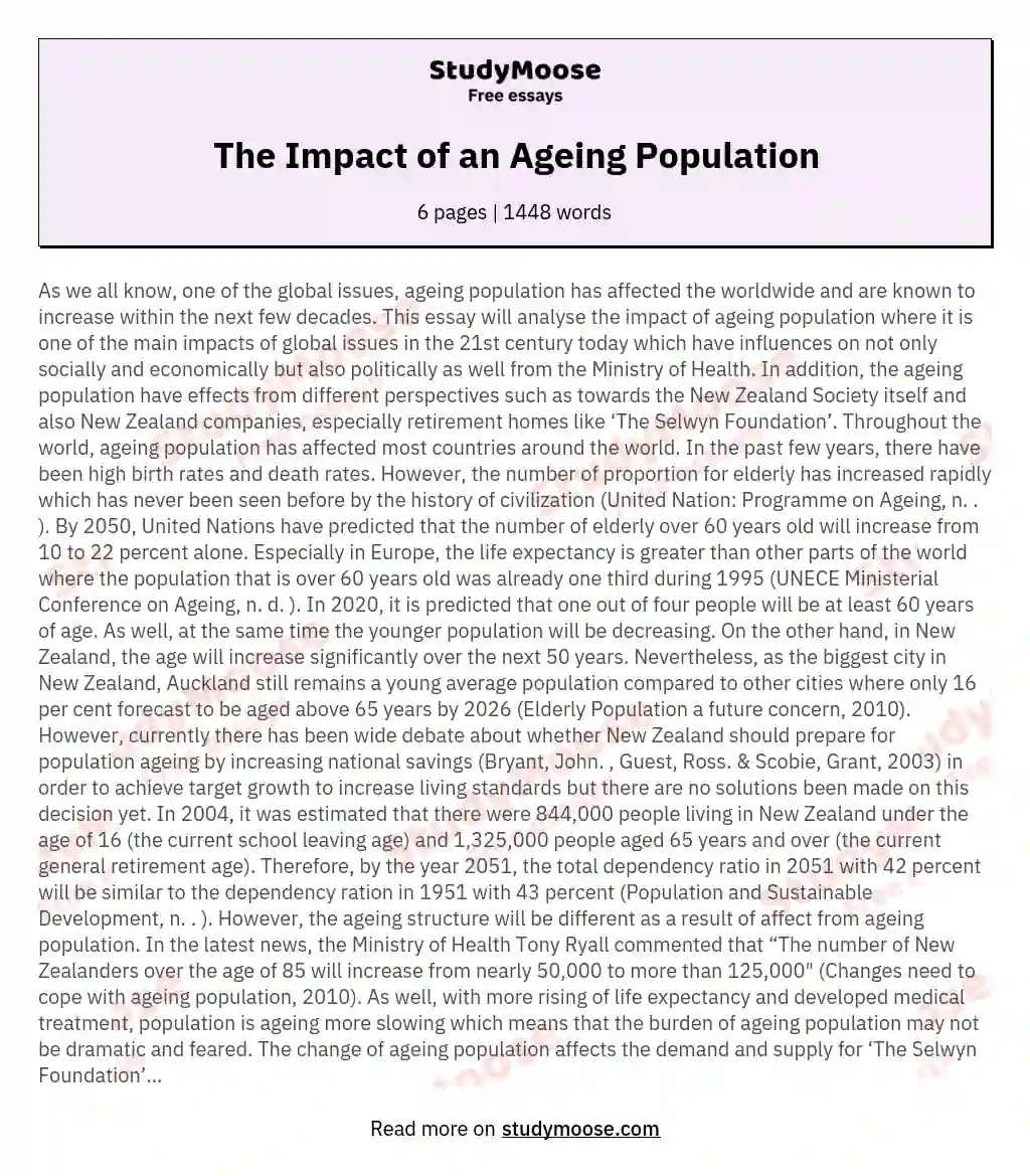 The Impact of an Ageing Population