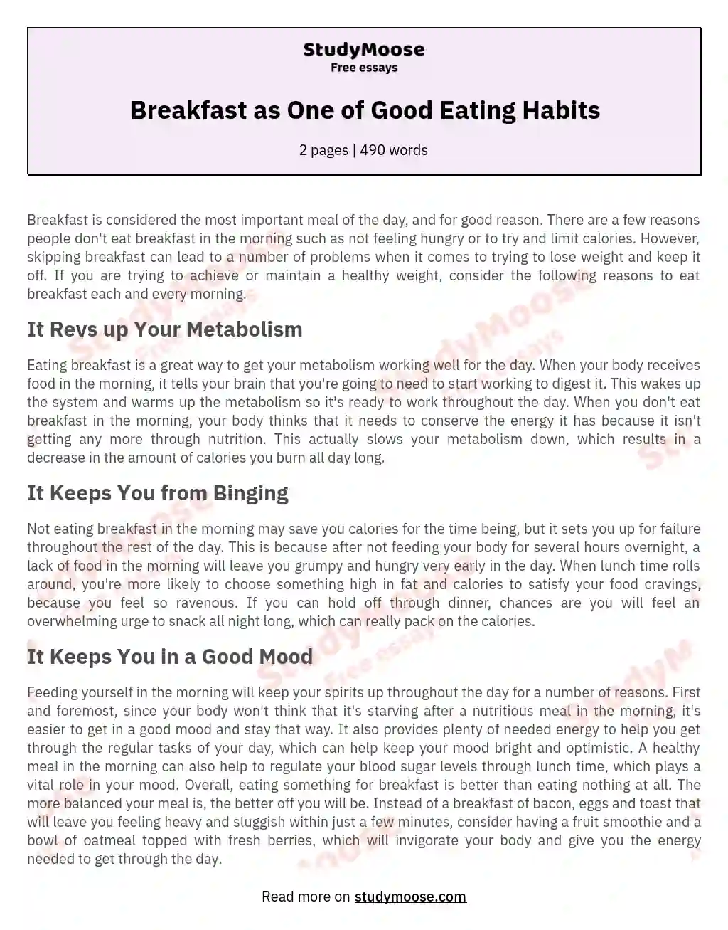 an essay on good habits