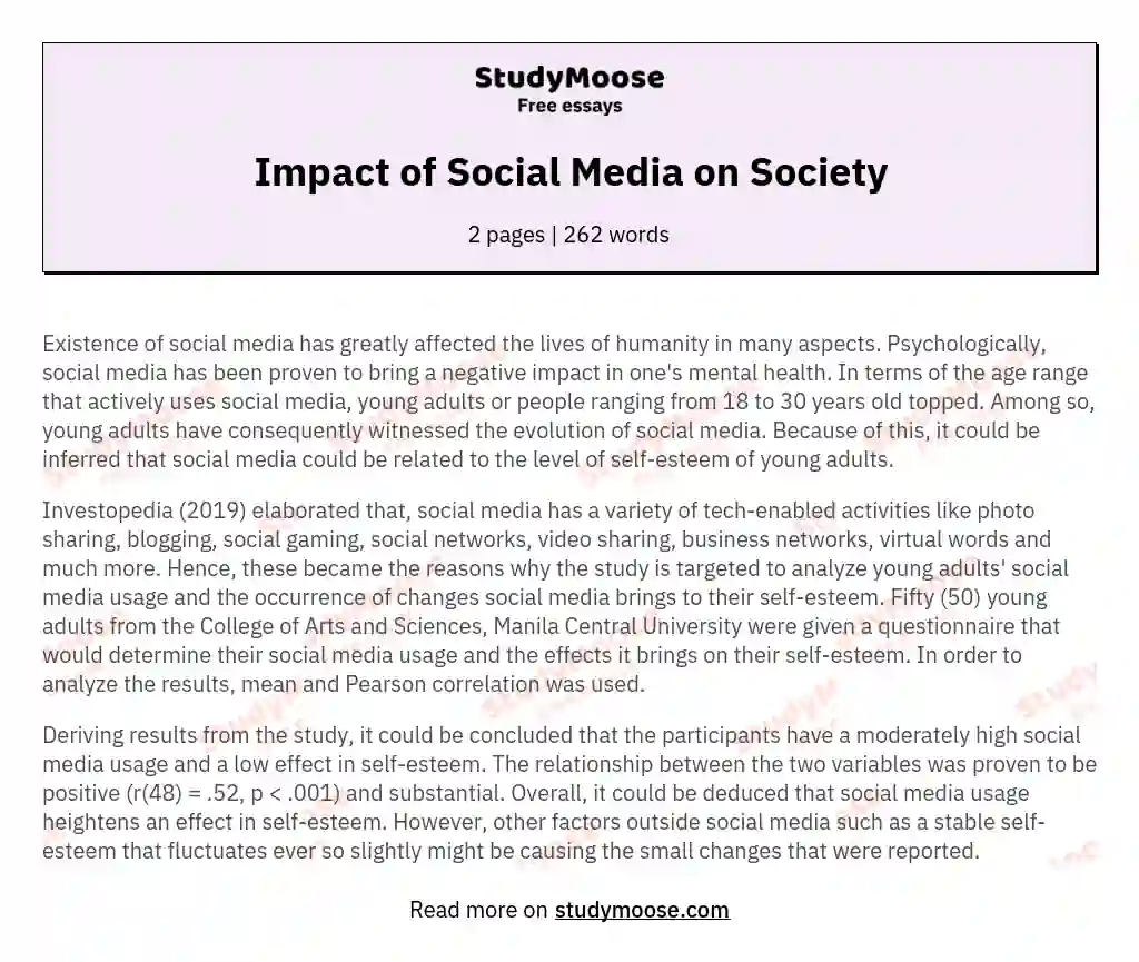 positive impact of social media on society essay