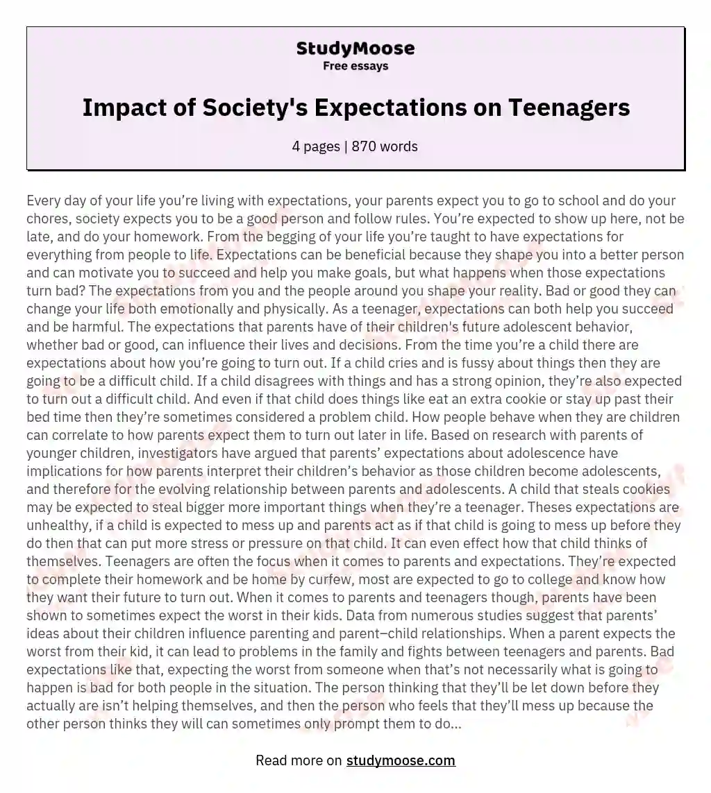 Impact of Society's Expectations on Teenagers