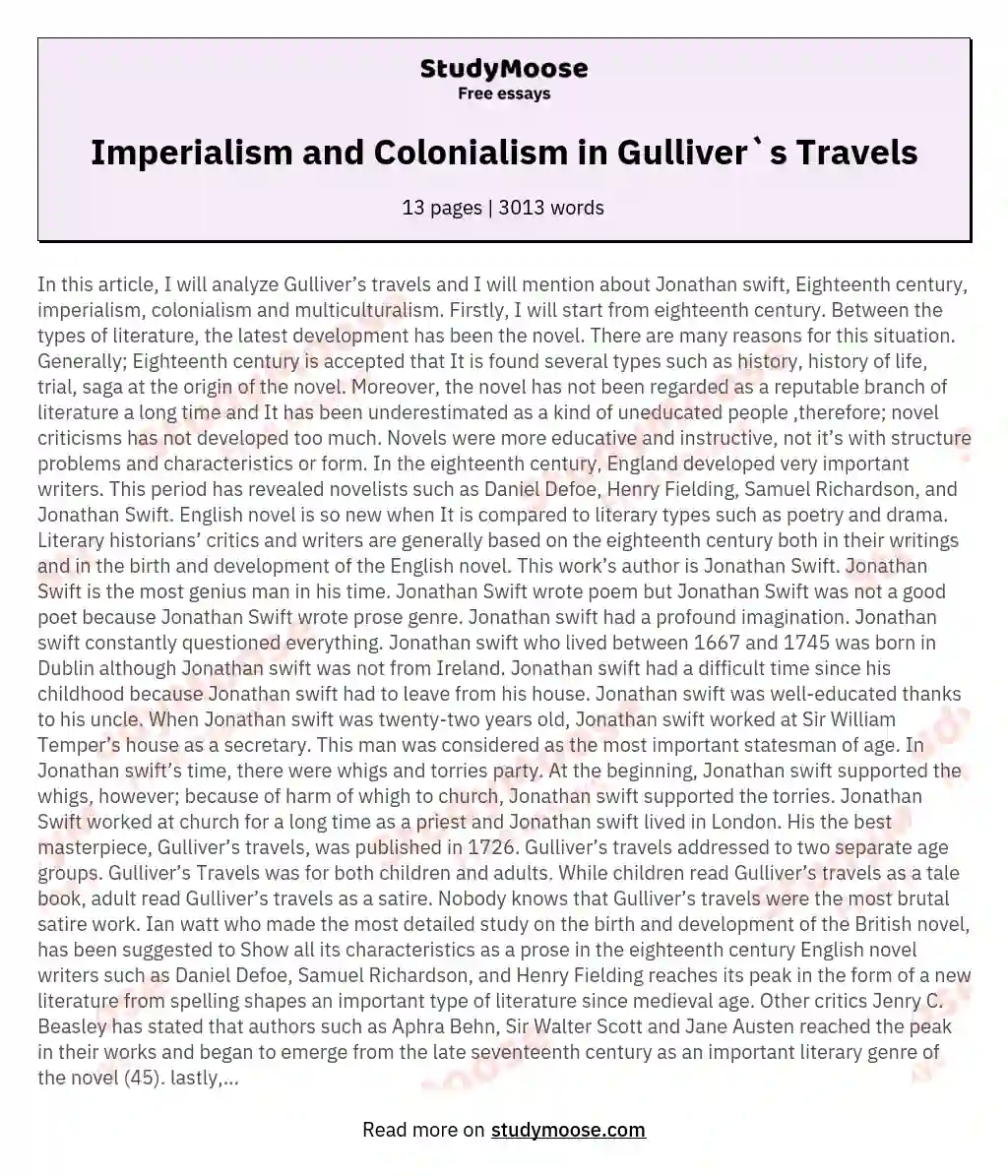 Imperialism and Colonialism in Gulliver`s Travels