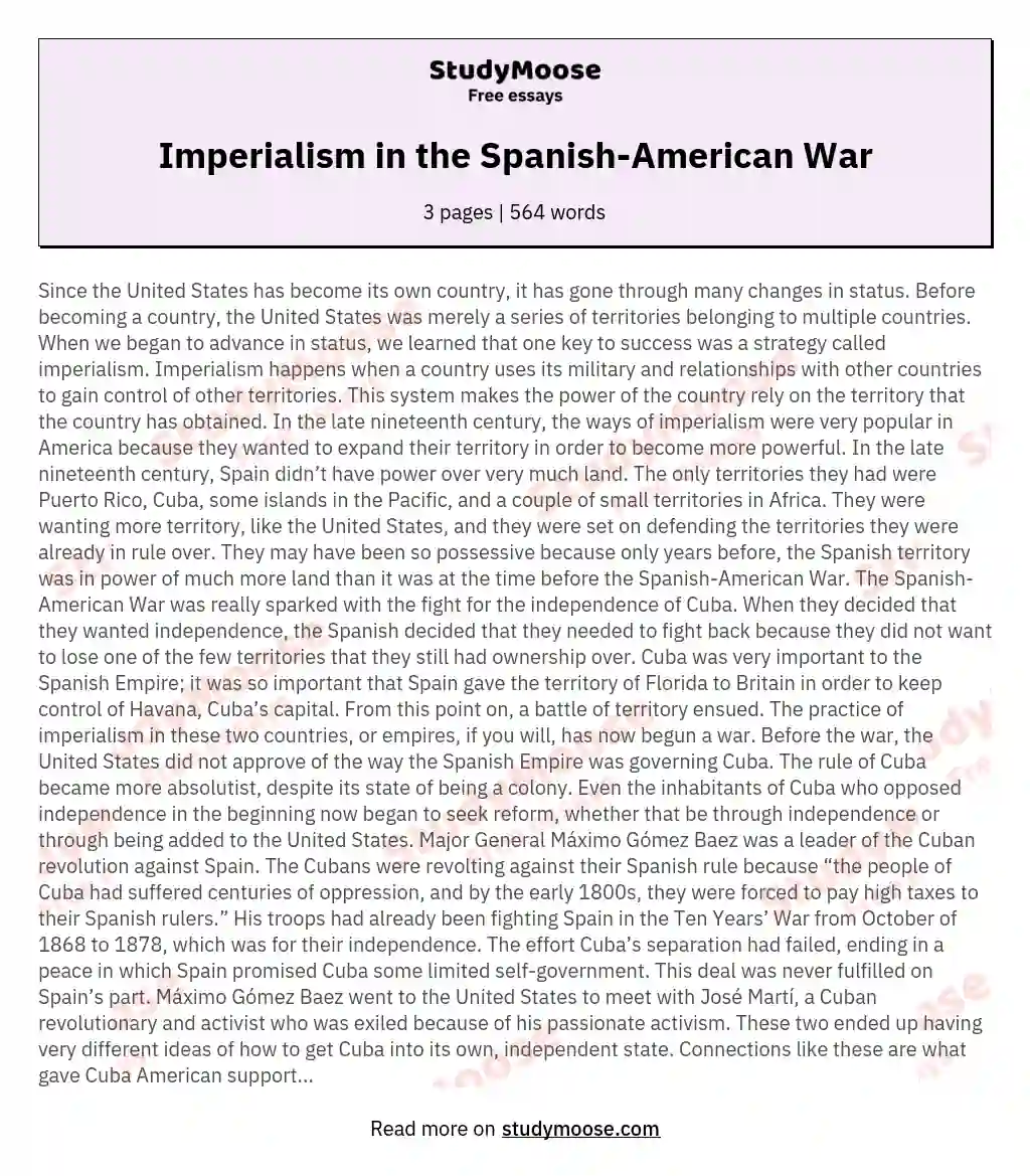 imperialism in spanish american war