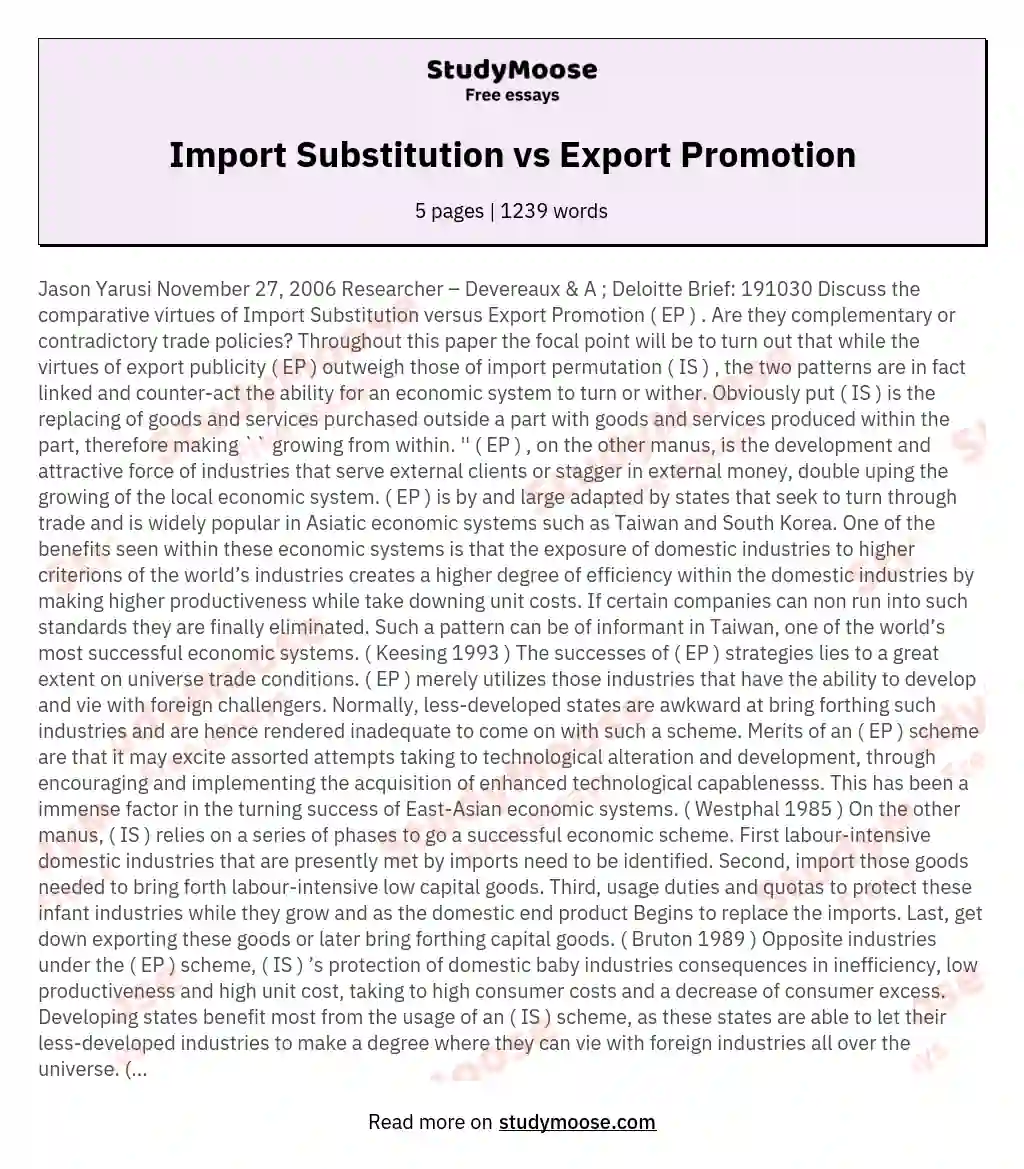 Import Substitution vs Export Promotion