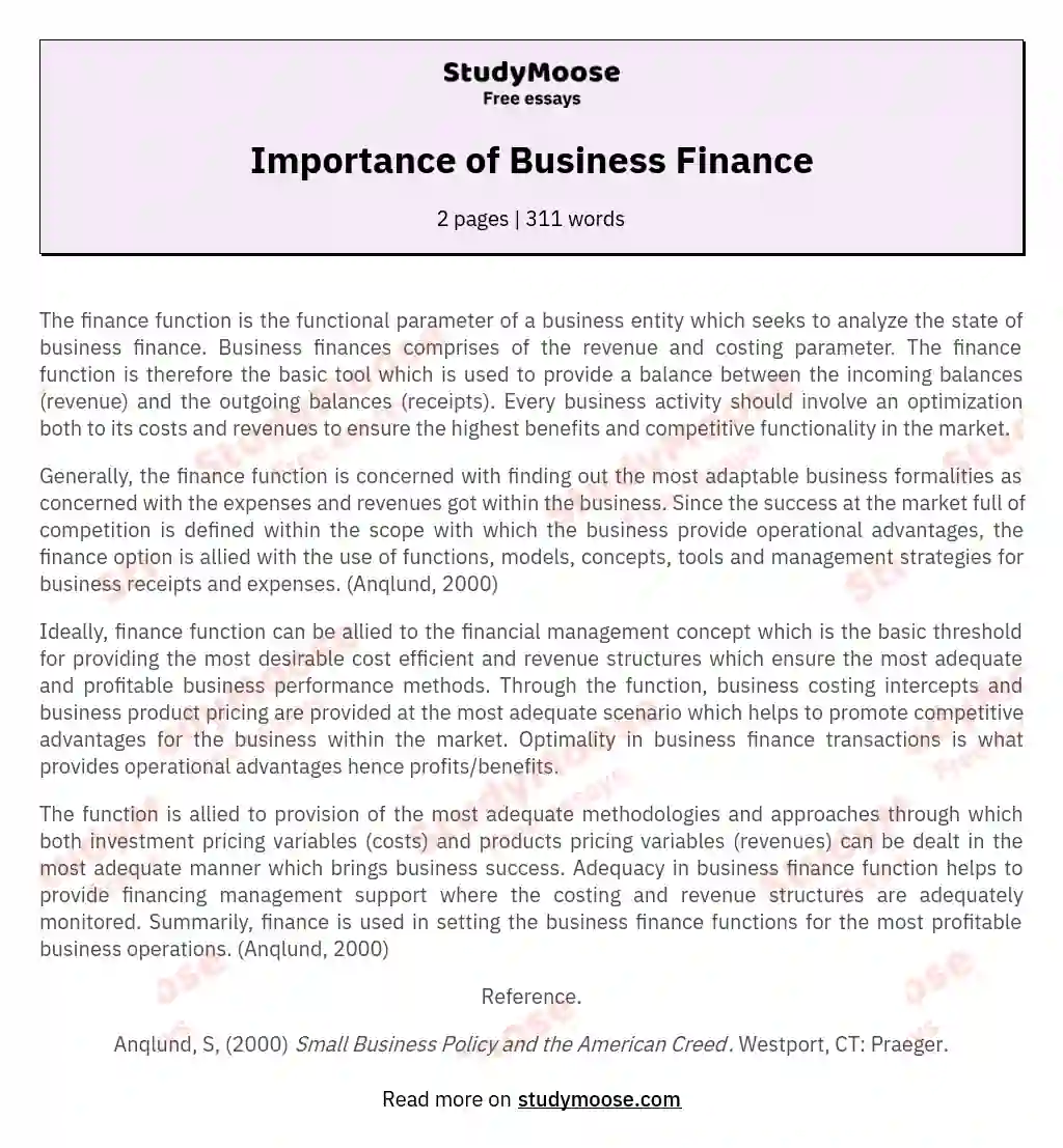 Importance of Business Finance