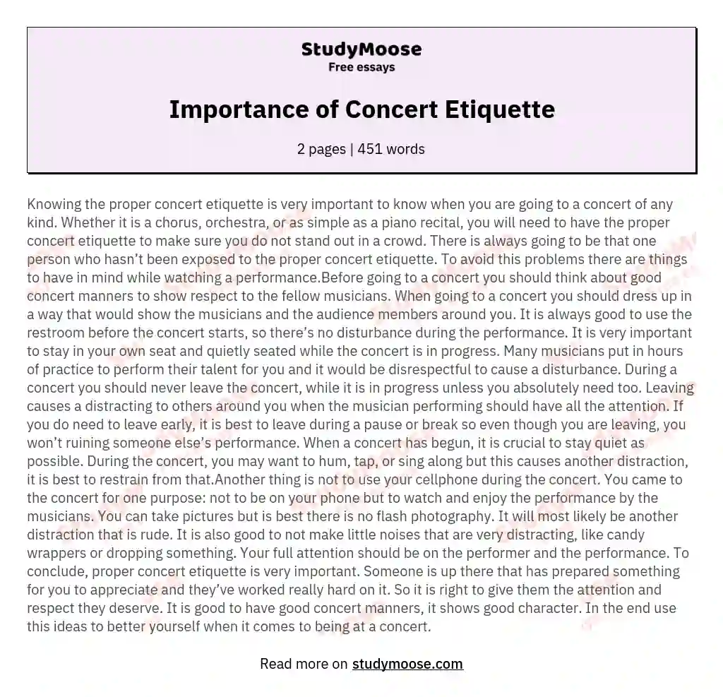 Importance of Concert Etiquette