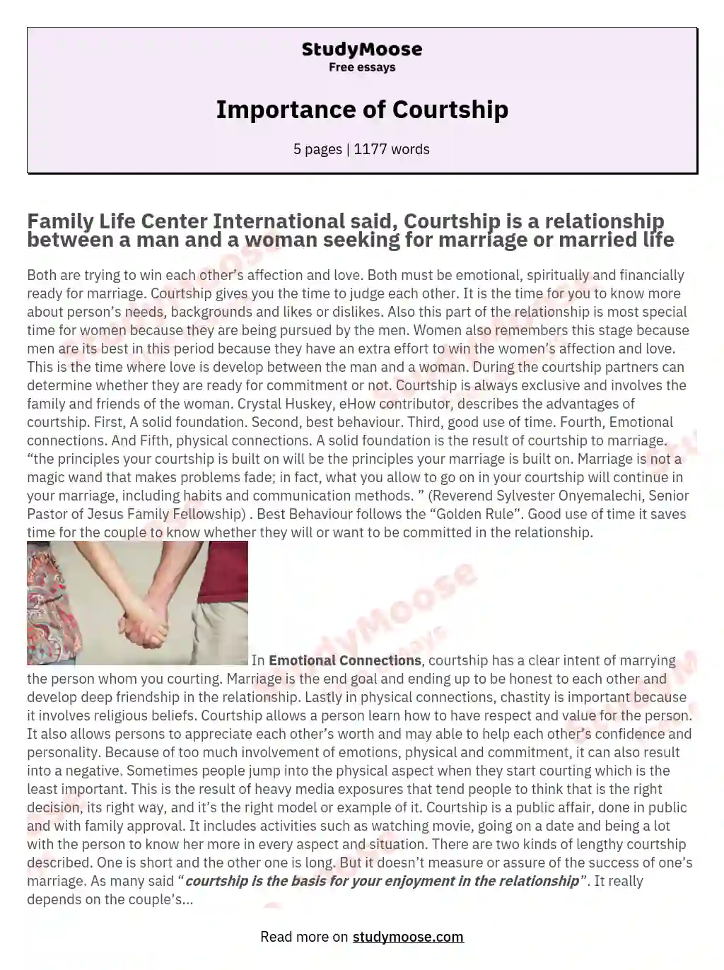 two paragraph essay about courtship