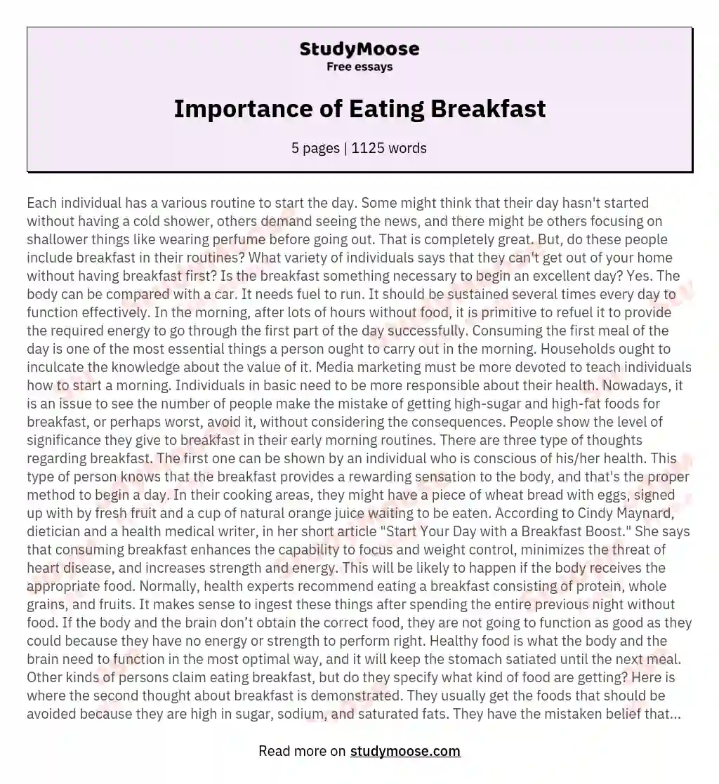 Importance of Eating Breakfast