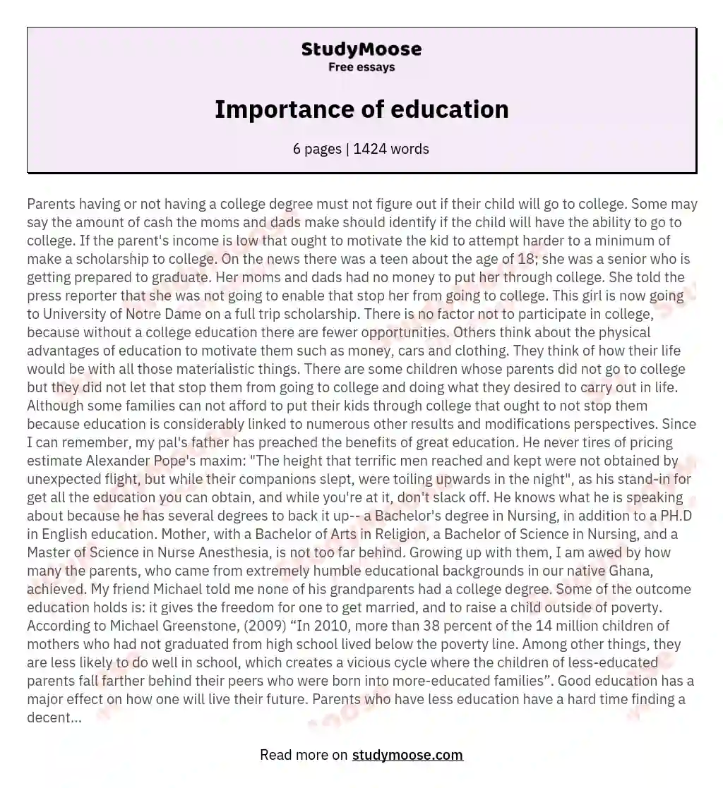 essay related to education