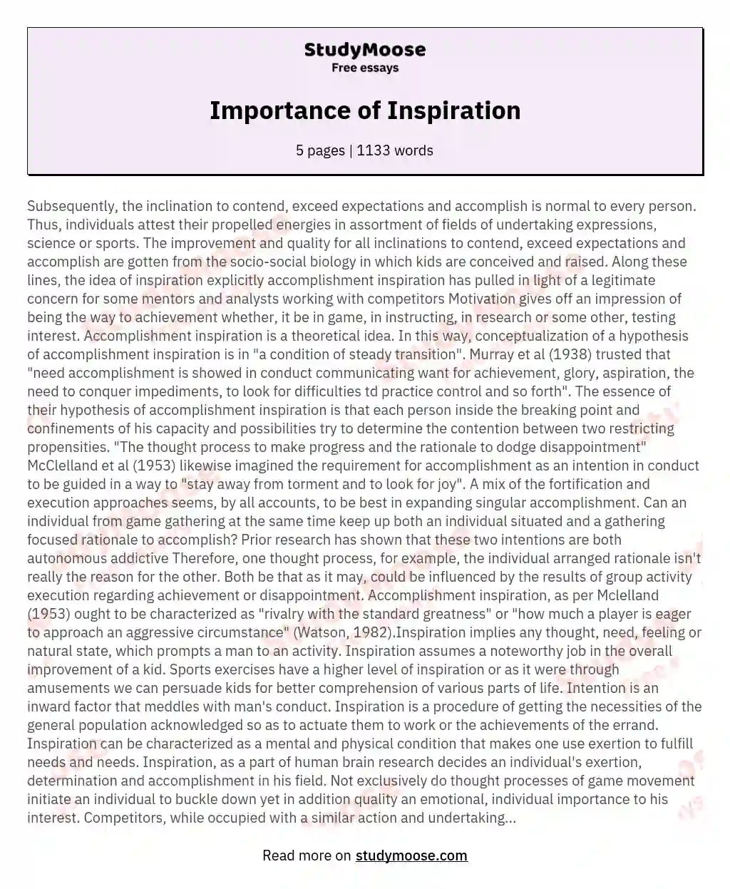 Importance of Inspiration essay