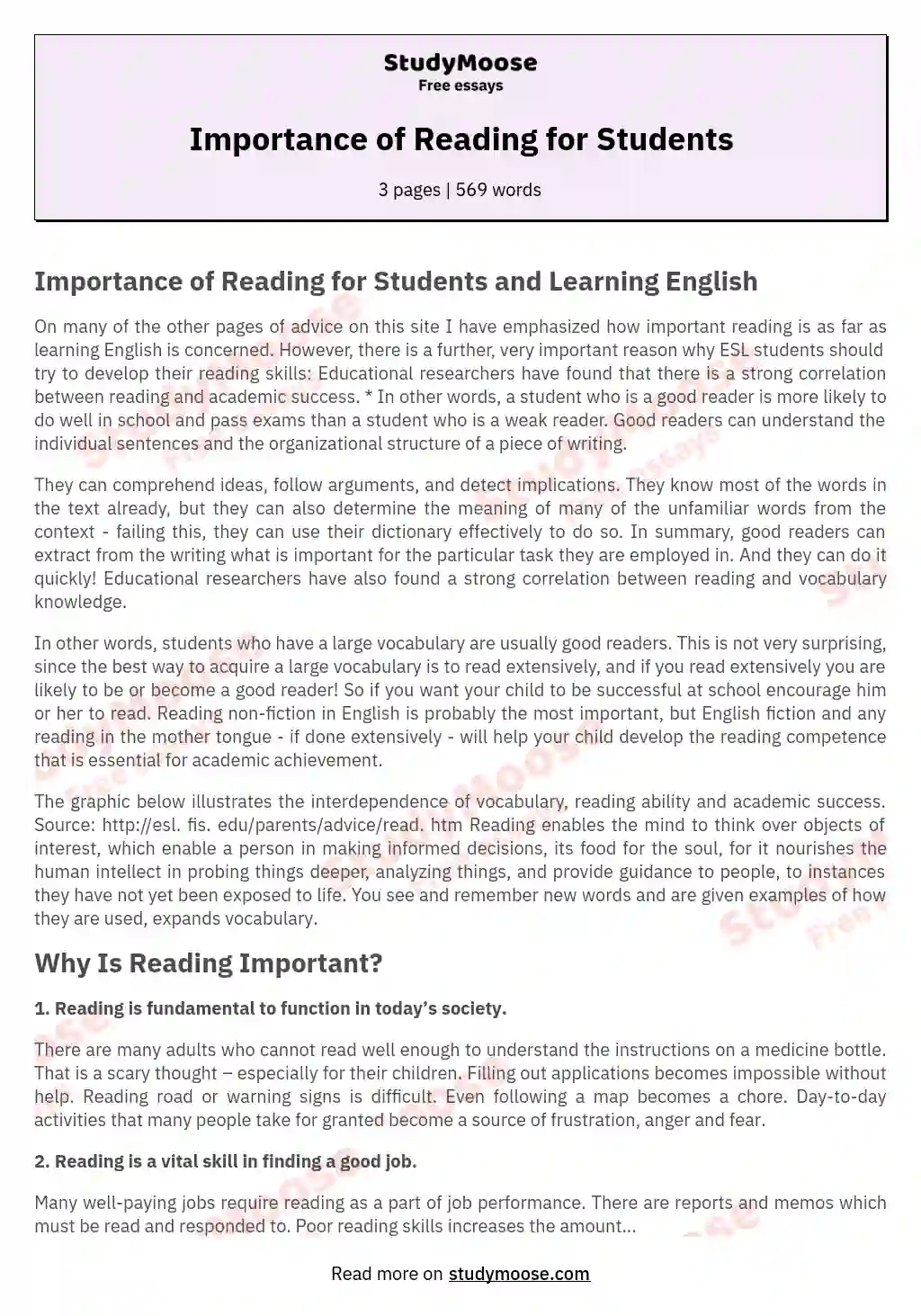 essay on importance of reading 300 words