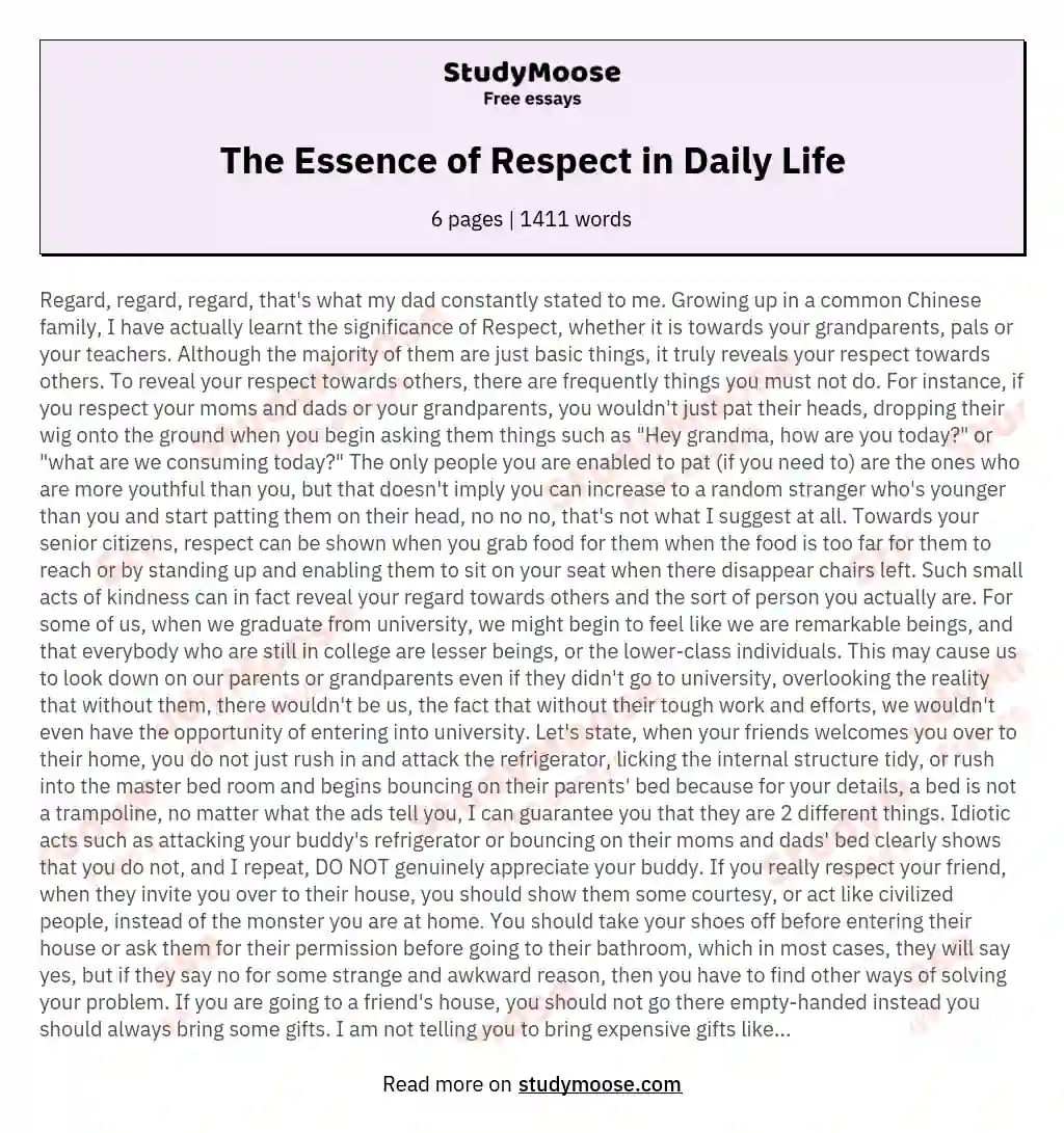 5 paragraph essay on respect