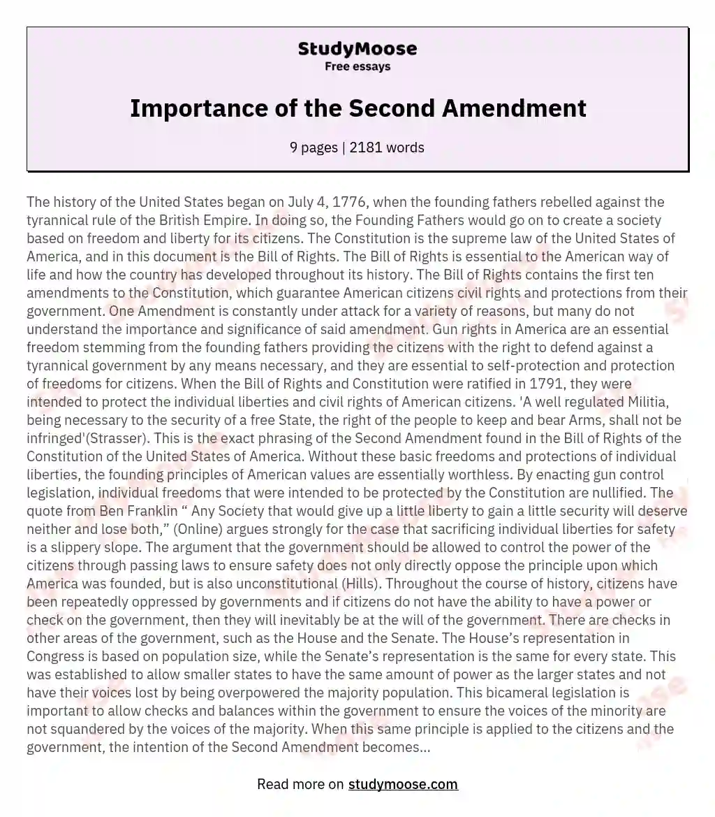 Importance of the Second Amendment