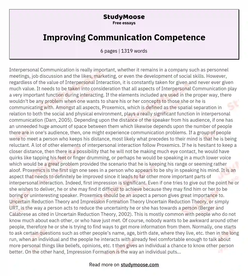 Improving Communication Competence essay