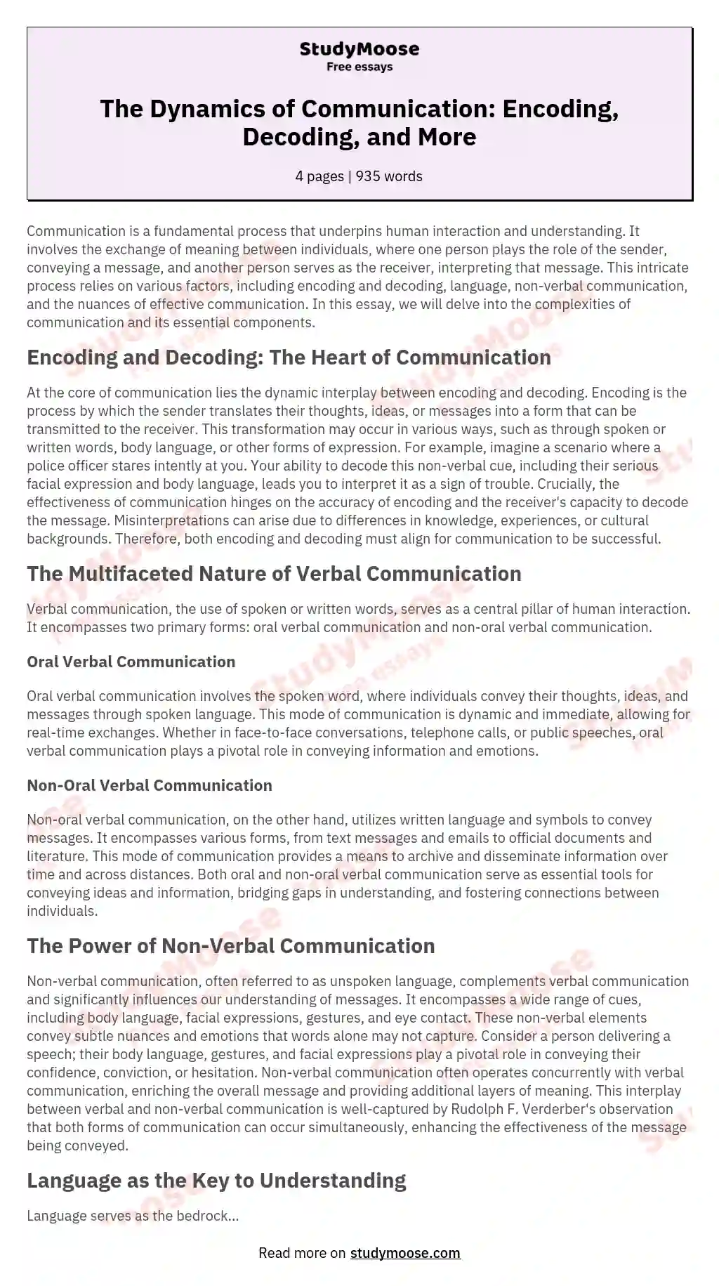 The Dynamics of Communication: Encoding, Decoding, and More