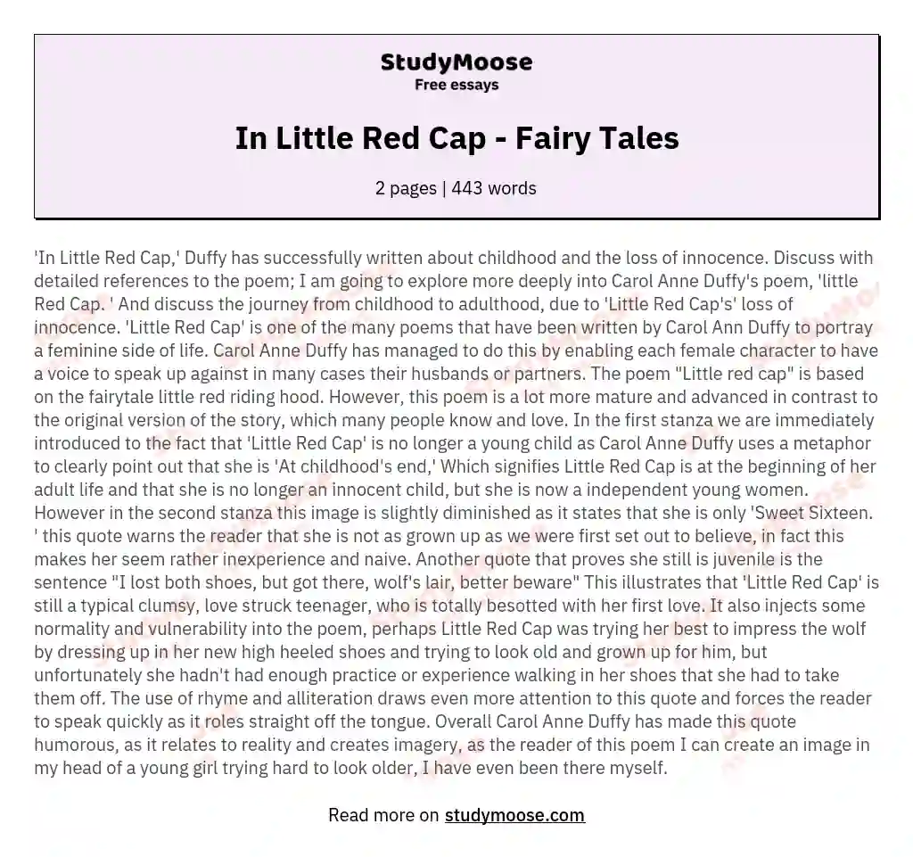 In Little Red Cap - Fairy Tales